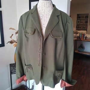 Carlisle Olive Green Blazer. Sz.18 (extra details)